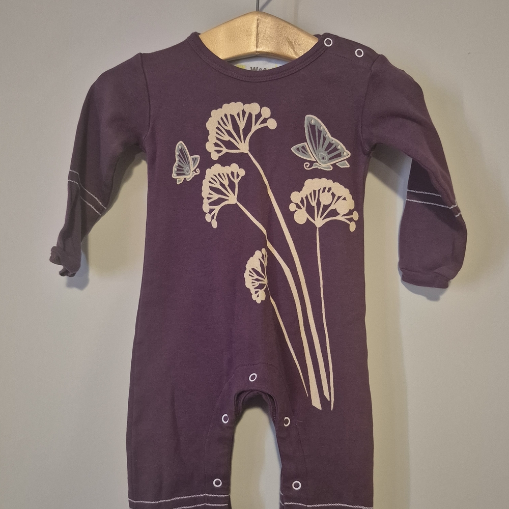 Urban Outfitters Purple Kids Footie with Butterfly and Floral Design